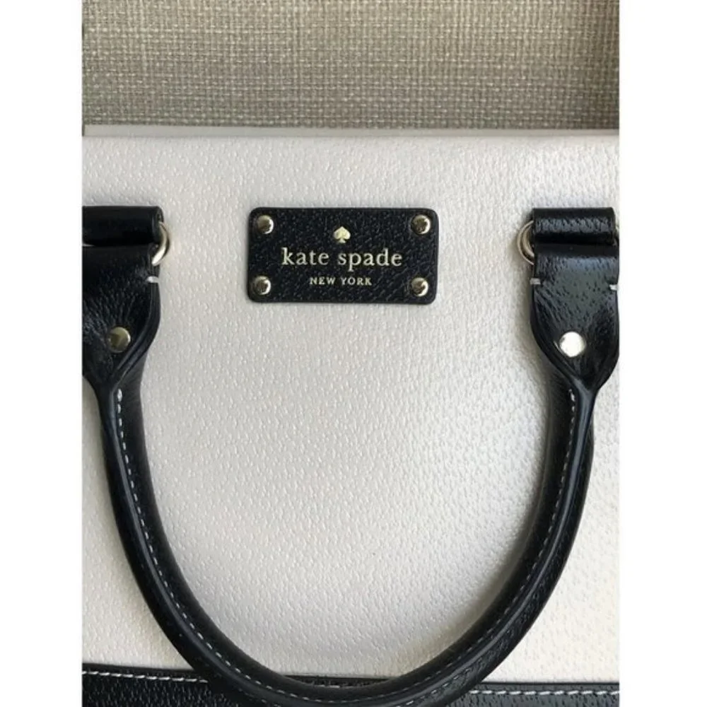 Kate Spade Black And Cement (Off White) Leather Satchel Crossbody Satchel Purse